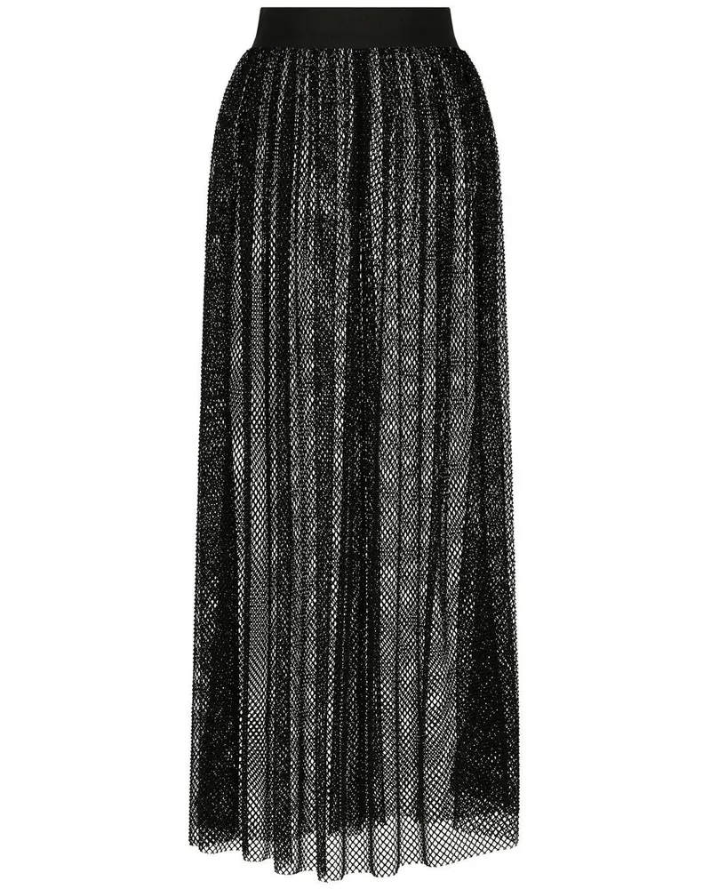 Dolce & Gabbana Maxirock aus Mesh mit Strassverzierung - Schwarz Schwarz
