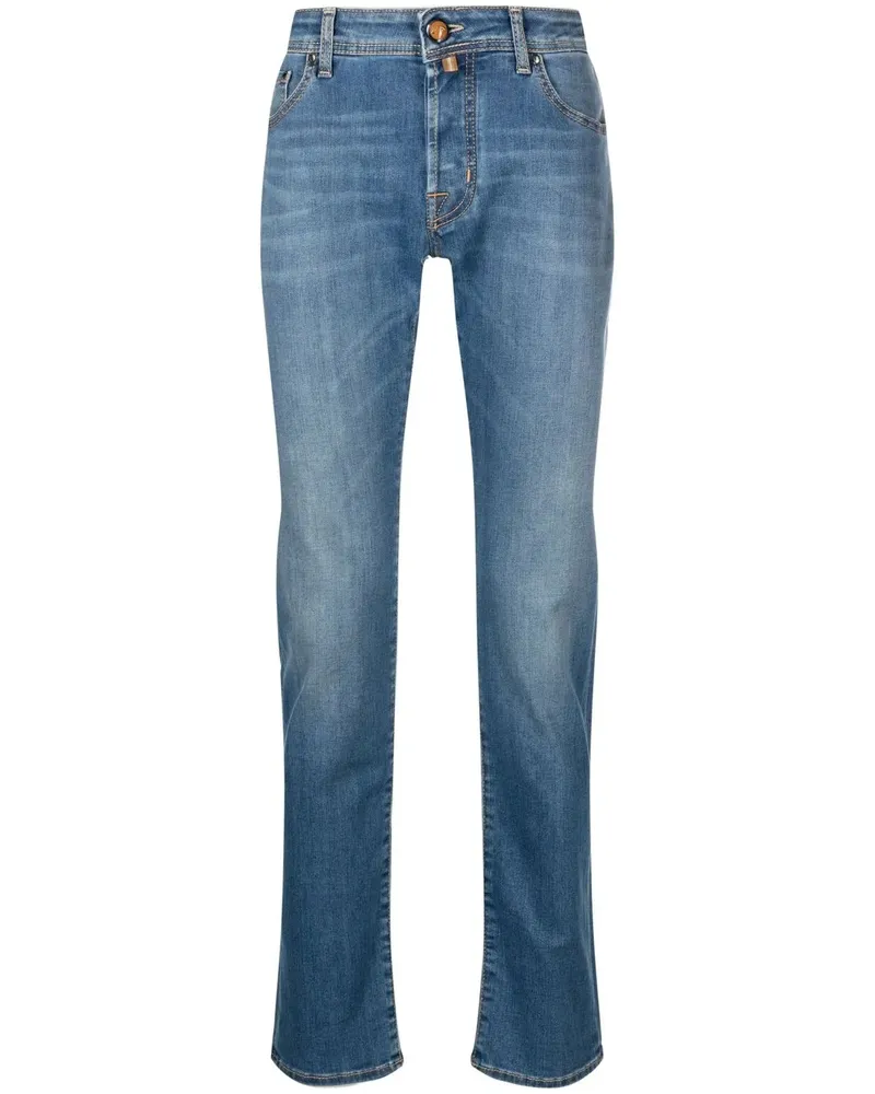 Jacob Cohën Halbhohe Slim-Fit-Jeans - Blau Blau
