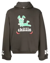 Natasha Zinko Hoodie mit "Chillin"-Print Braun