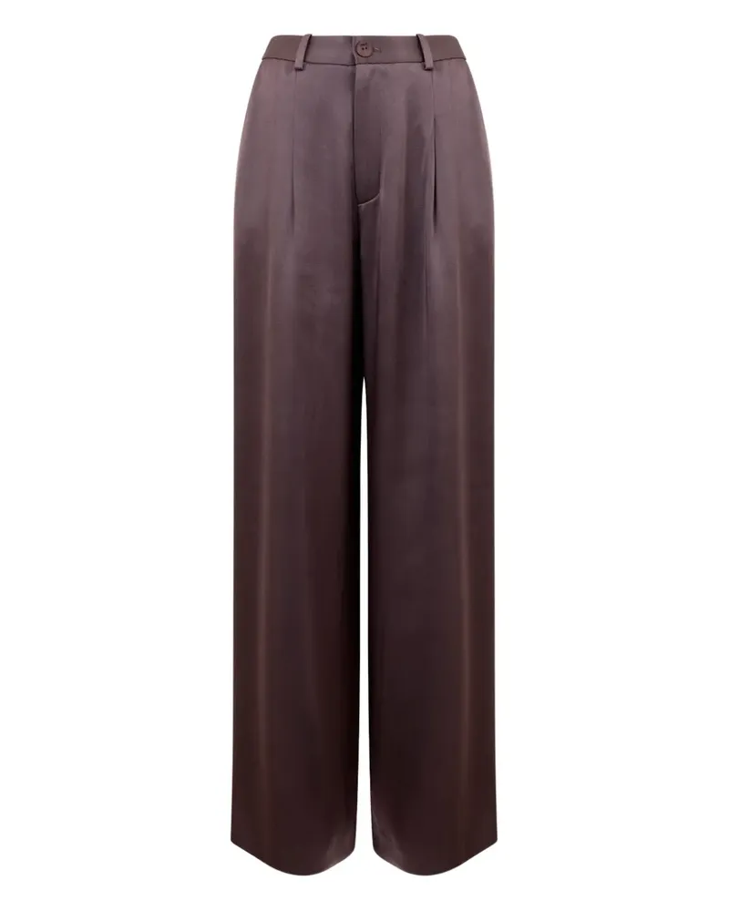 LAPOINTE Bundfaltenhose in Satinoptik - Braun Braun