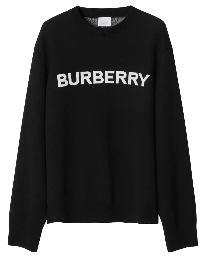 Burberry Intarsien-Pullover mit Logo - Schwarz Schwarz