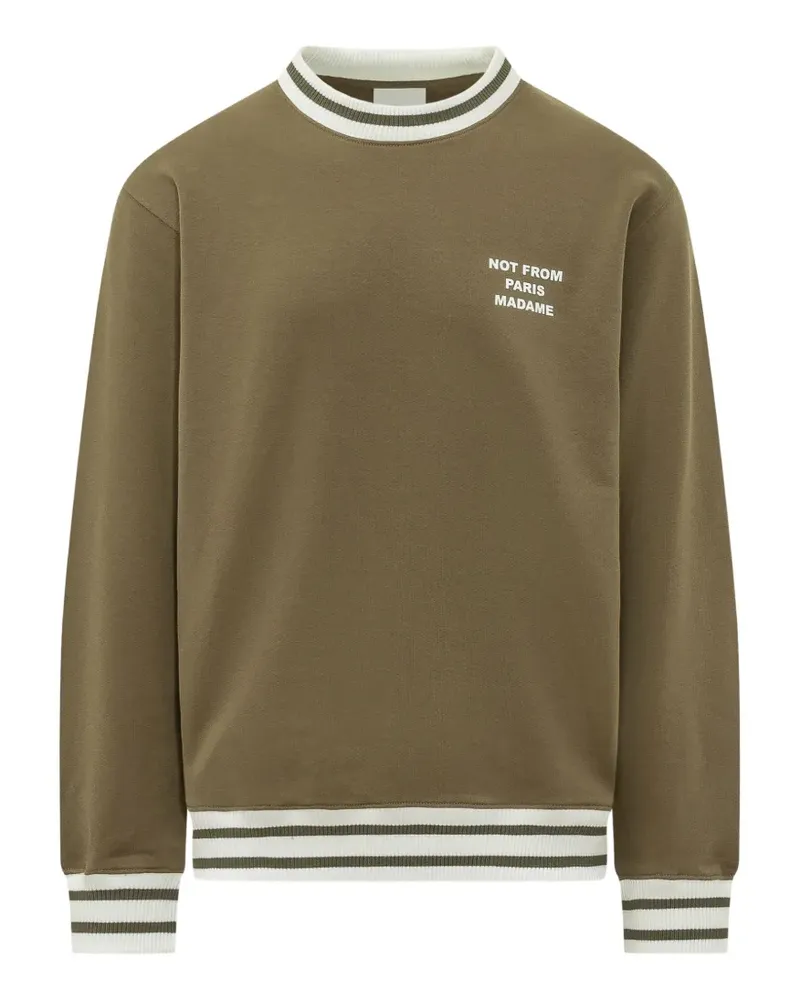 Drôle de Monsieur logo-print striped-trim sweatshirt - Braun Braun