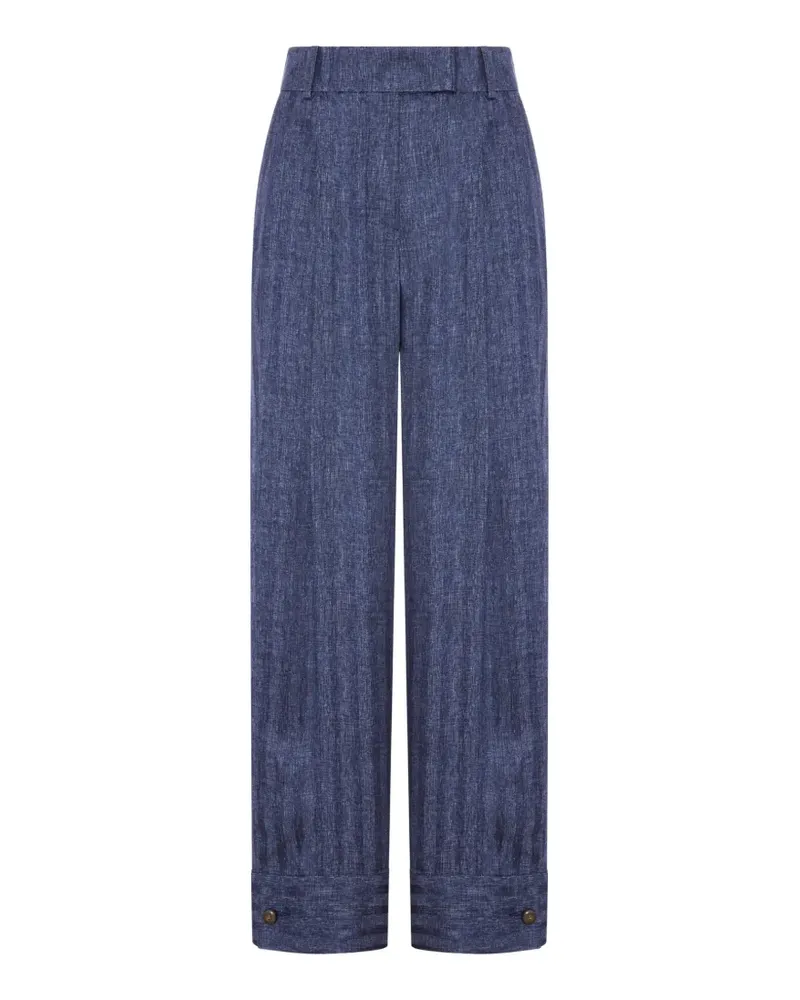 Giorgio Armani button-cuff silk trousers - Blau Blau