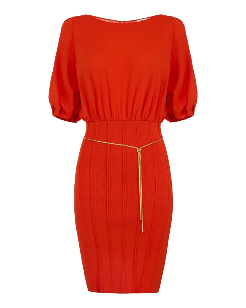 Elisabetta Franchi puff-sleeve belt dress - Rot Rot