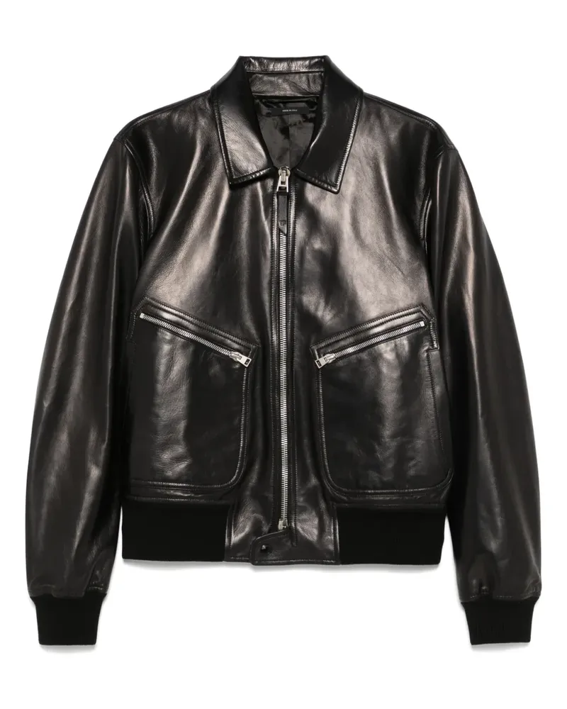 Tom Ford Bomberjacke aus Leder - Schwarz Schwarz