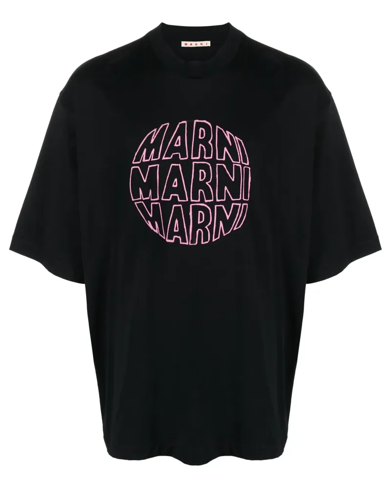 Marni T-Shirt mit Logo-Print - Schwarz Schwarz
