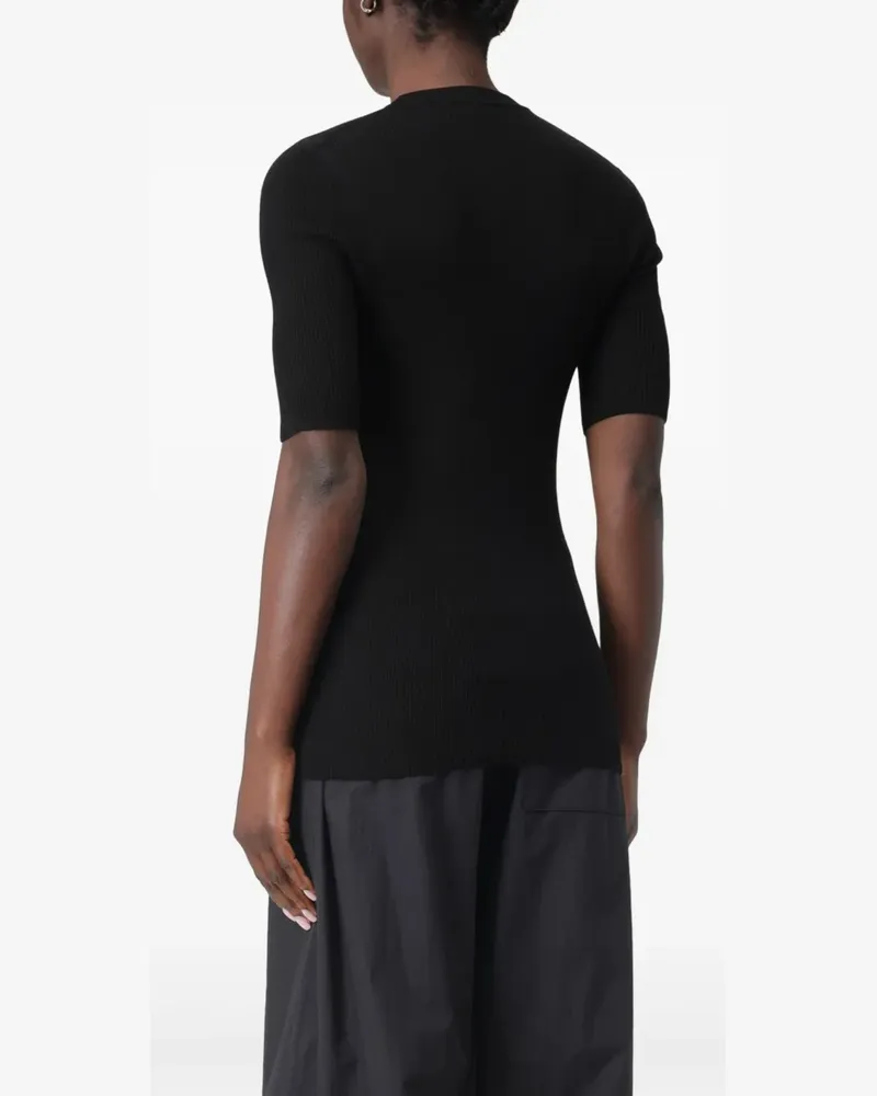 Jil Sander Geripptes T-Shirt - Schwarz Schwarz