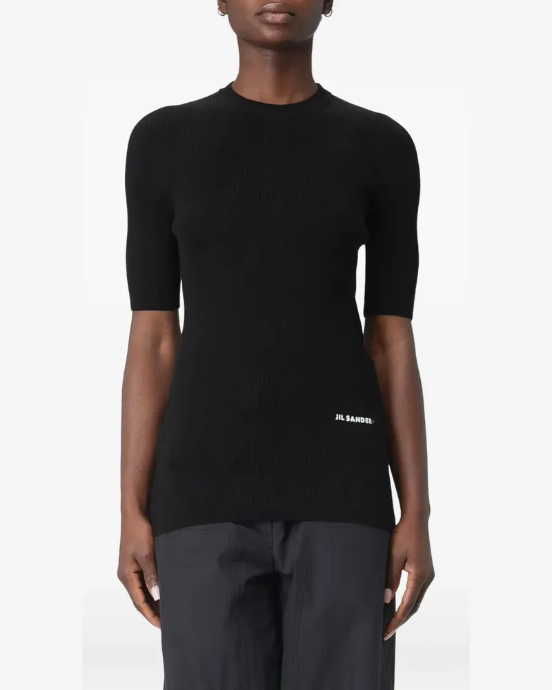 Jil Sander Geripptes T-Shirt - Schwarz Schwarz