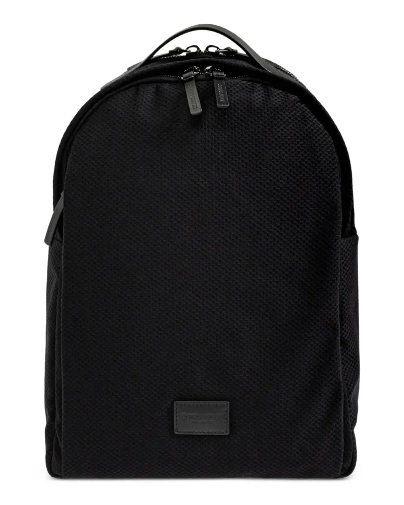 Giorgio Armani logo-patch mesh backpack - Schwarz Schwarz