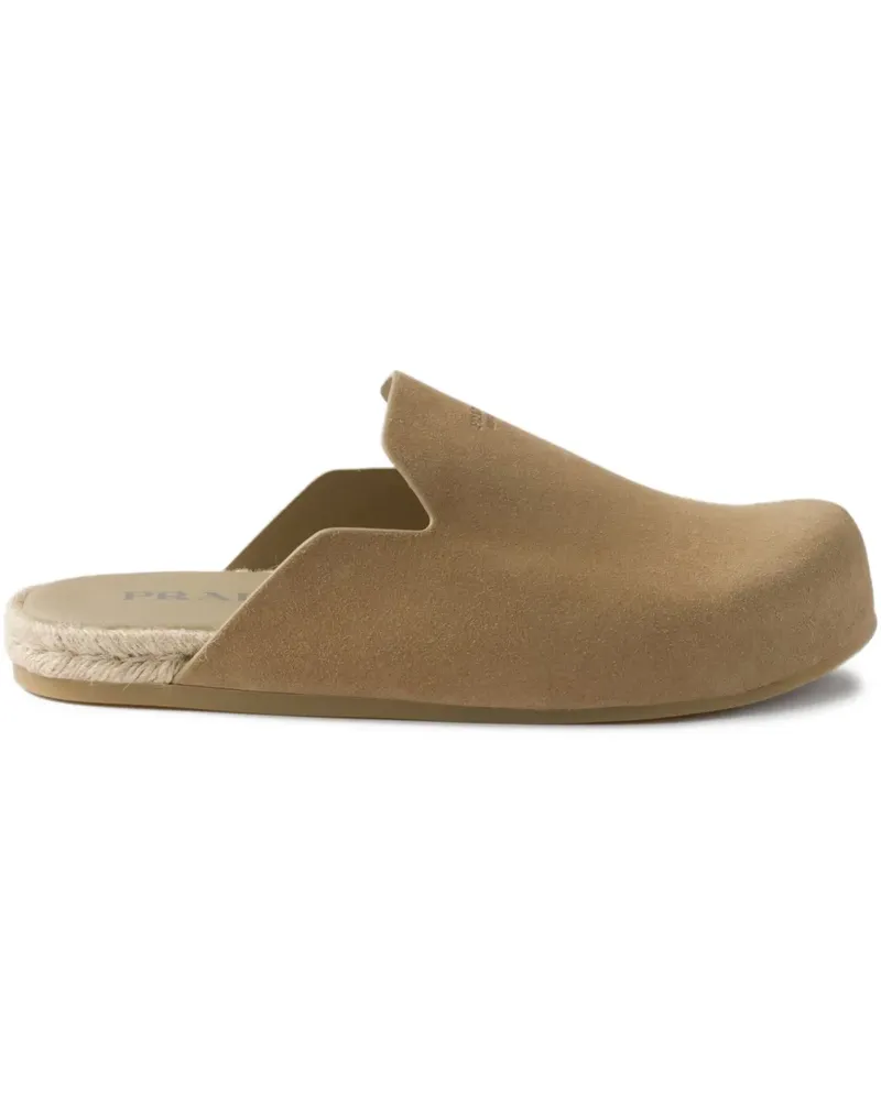 Prada Slipper aus Wildleder - Nude Nude