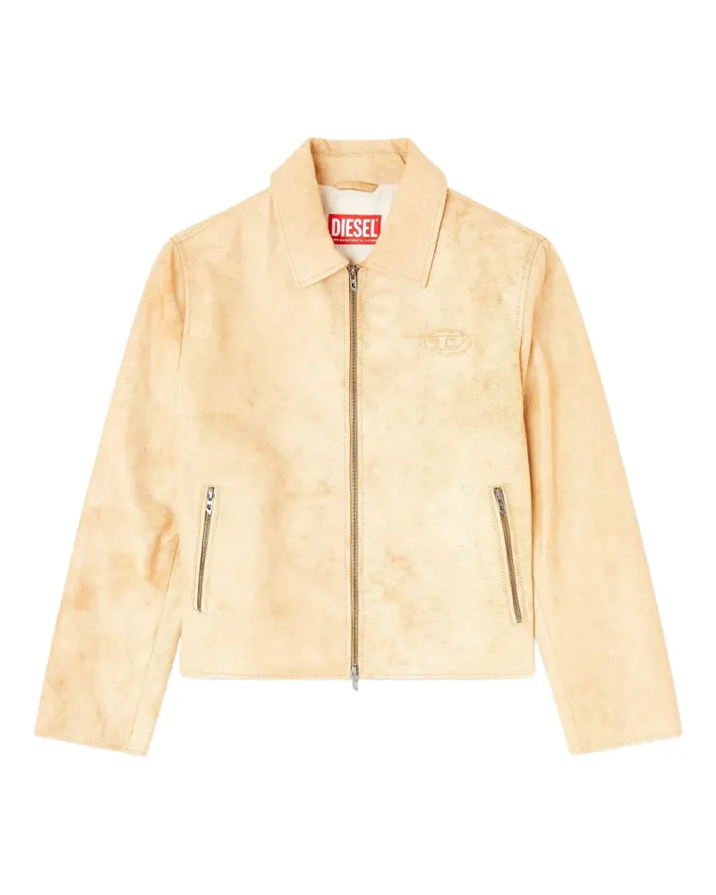 Diesel L-Amar-A-Fem-S1 embossed-logo leather jacket - Nude Nude