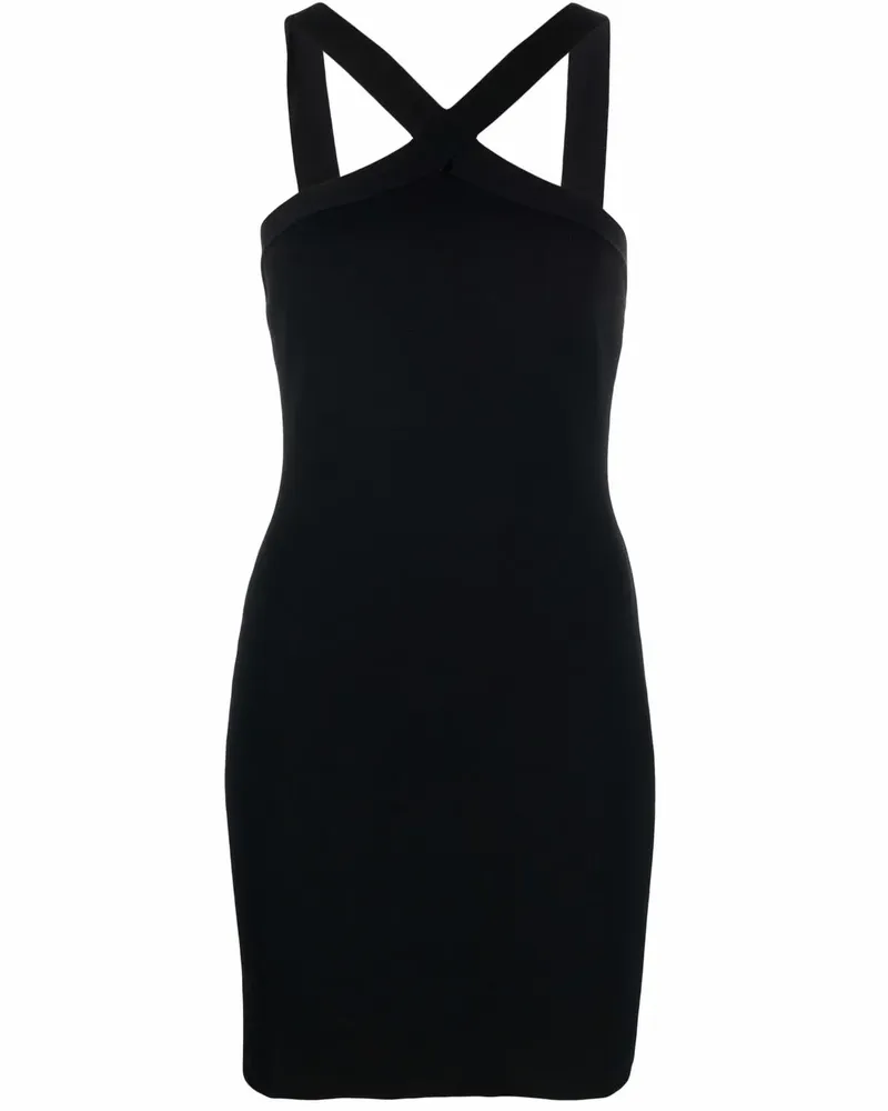 P.A.R.O.S.H. Enges Minikleid mit überkreuzten Trägern - Schwarz Schwarz