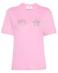 Chiara Ferragni T-Shirt mit Nieten Rosa