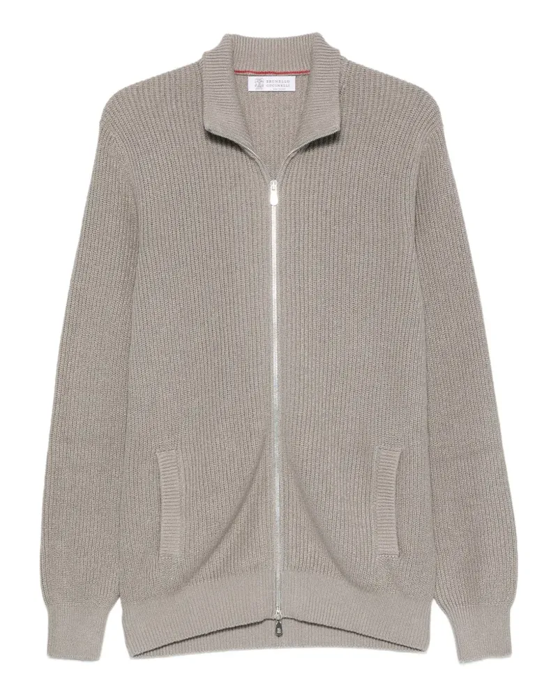 Brunello Cucinelli Gerippter Cardigan mit Reißverschluss - Nude Nude
