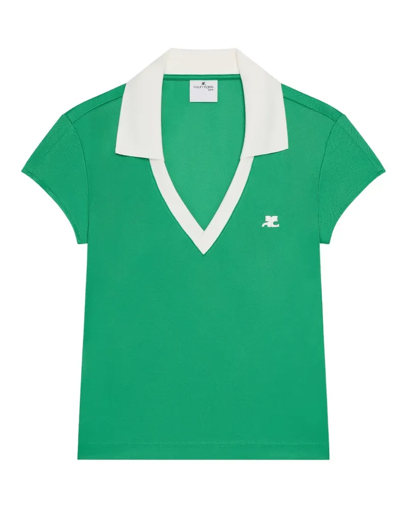 Courrèges cropped V-neck T-shirt - Grün Grün