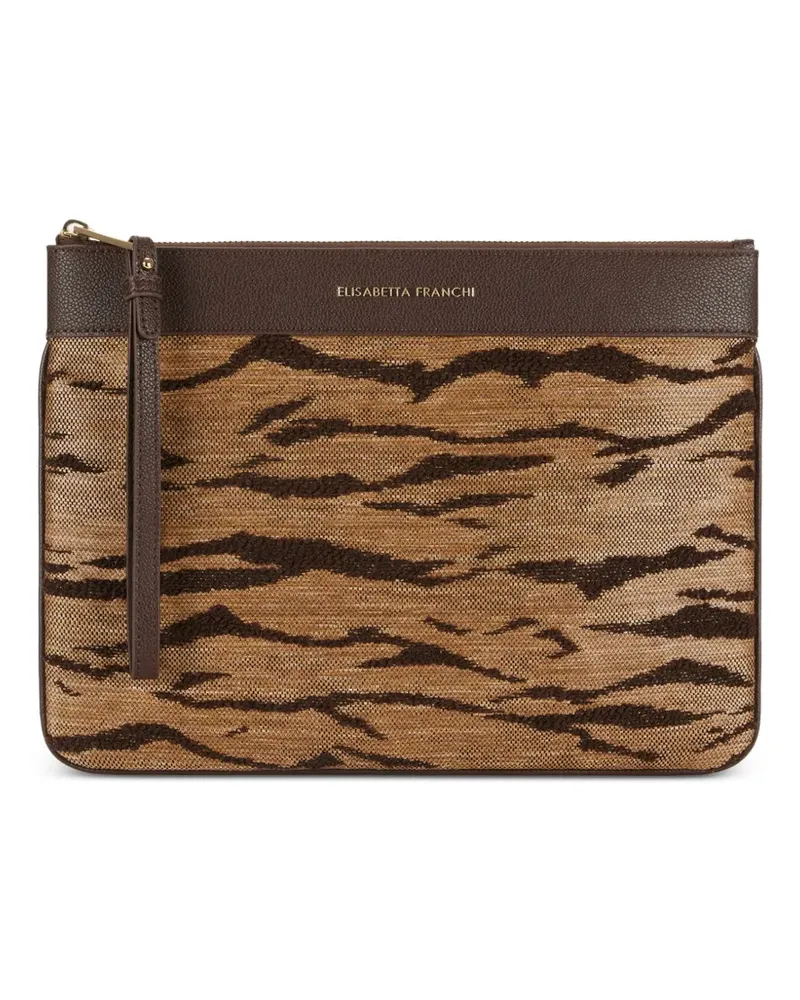 Elisabetta Franchi tiger-stripe clutch bags - Braun Braun