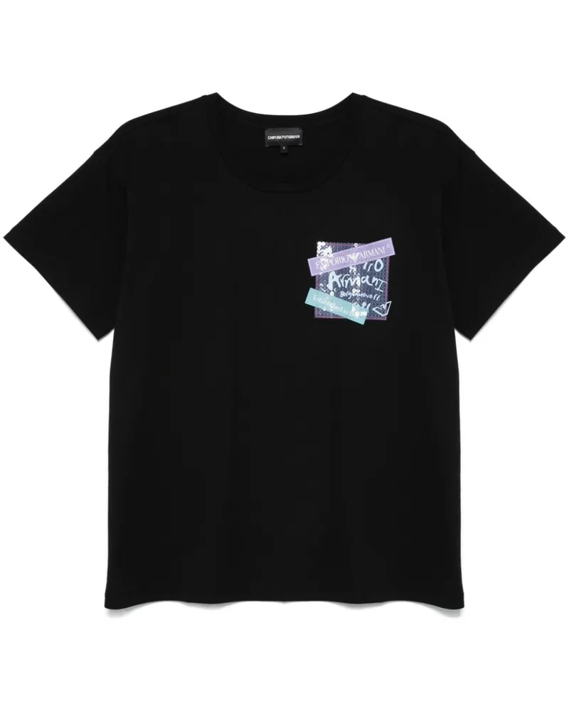 Emporio Armani T-Shirt mit Logo-Print - Schwarz Schwarz