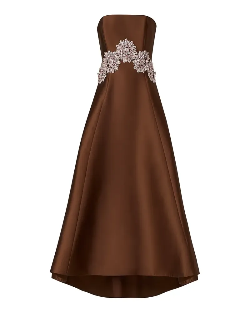 COSTARELLOS Asymmetrisches Bria Kleid mit Kristallen - Braun Braun