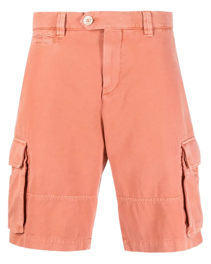 Brunello Cucinelli Cargo-Shorts mit versetztem Knopf - Orange Orange