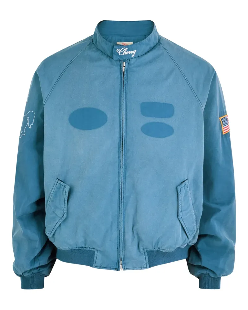 CHERRY LA zip-up embroidered-detail bomber jacket - Blau Blau