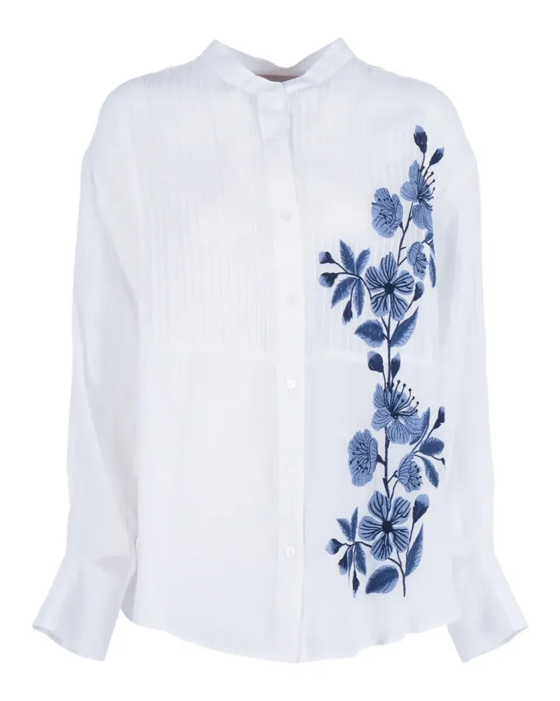 Ermanno Scervino Biesen-Hemd mit Blumenstickerei - Weiß Weiß