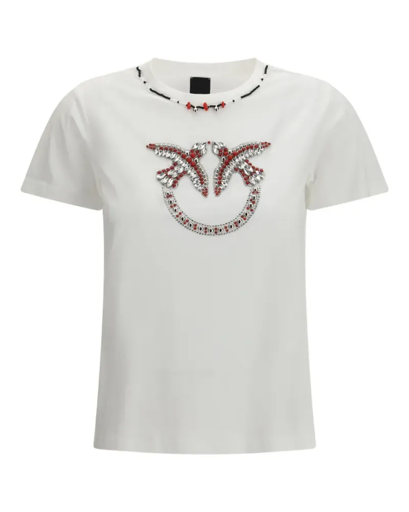 Pinko logo beaded T-shirt - Weiß Weiß