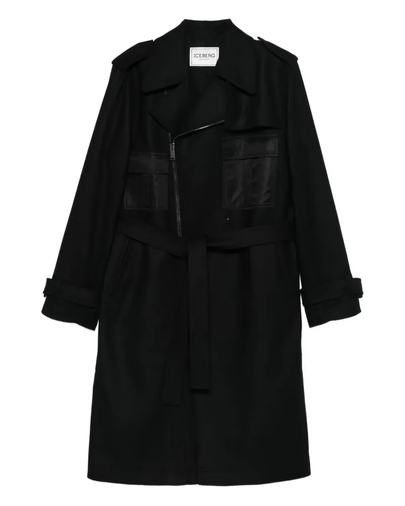Iceberg zip belted coat - Schwarz Schwarz