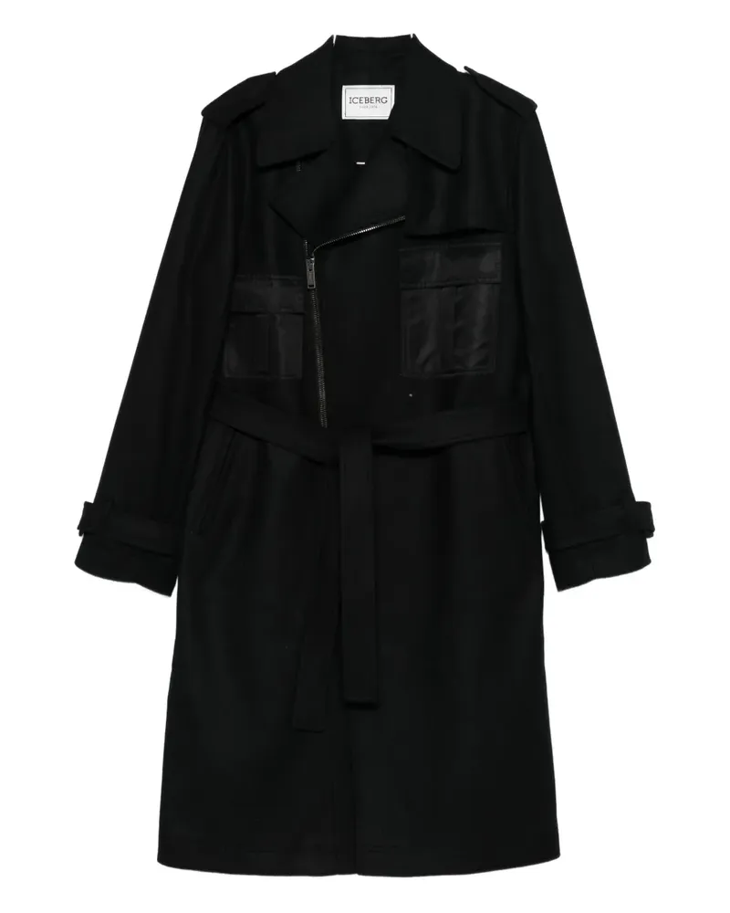 Iceberg zip belted coat - Schwarz Schwarz
