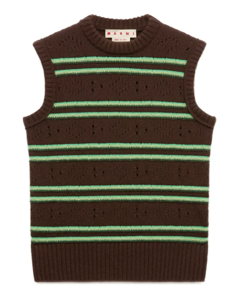 Marni brown cashmere vest with openwork knit - Braun Braun