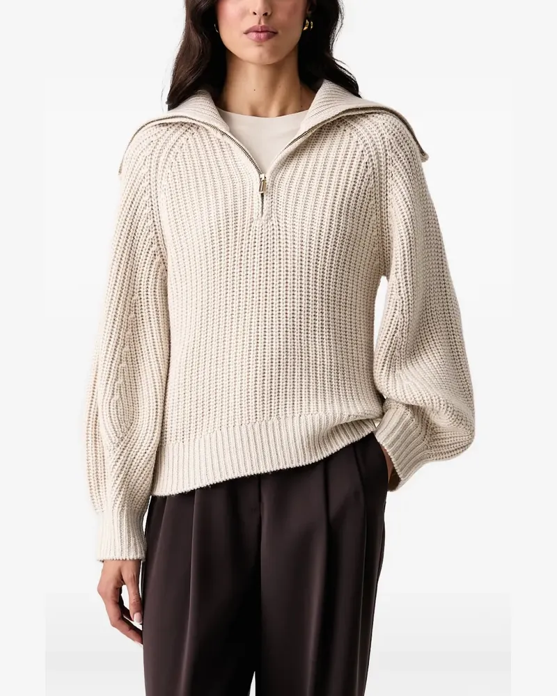Armani Exchange Gerippter Pullover mit kurzem Reißverschluss - Nude Nude