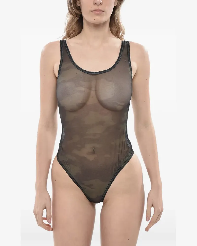 Diesel Body aus Mesh mit Camouflage-Print - Grün Grün