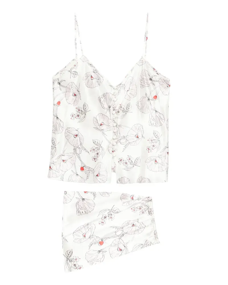 Olivia von Halle Etta Pyjama mit Blumenprint - Nude Nude