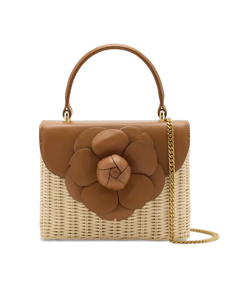 Oscar de la Renta Tote Bag mit Blumenapplikation - Nude Nude