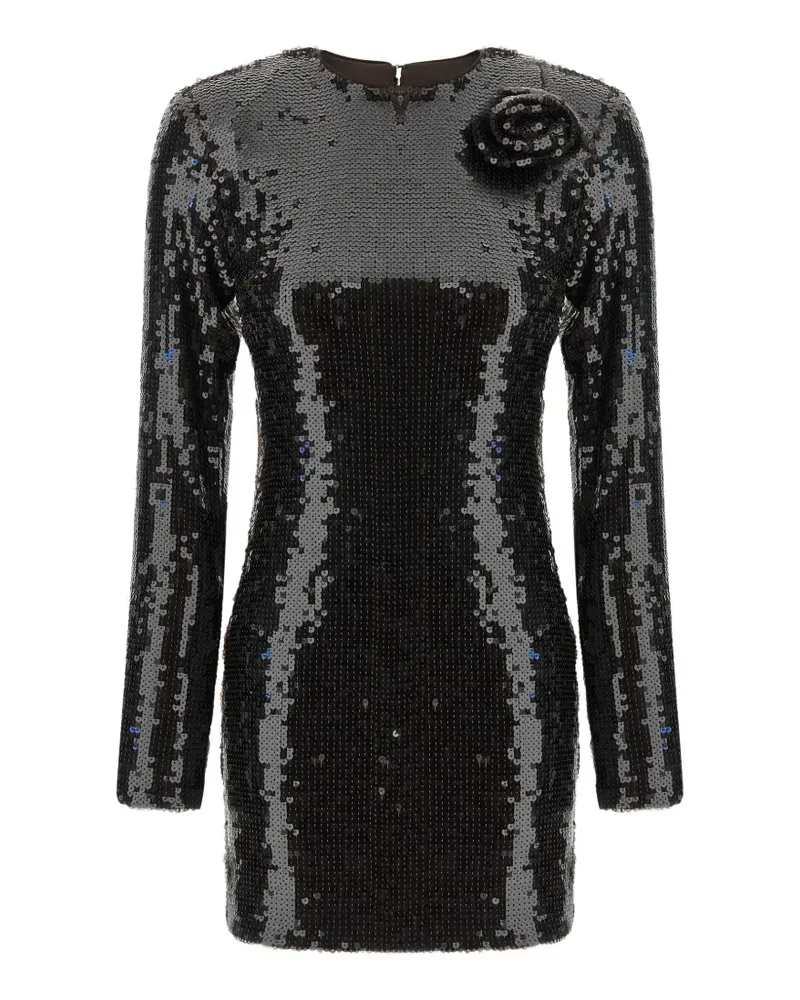 ROTATE Birger Christensen Paillettenkleid mit floralen Applikationen - Braun Braun