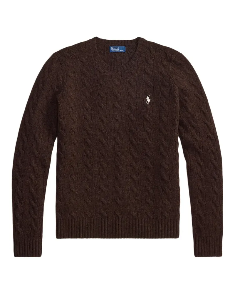 Ralph Lauren Pullover mit Zopfmuster und Logo-Stickerei - Braun Braun