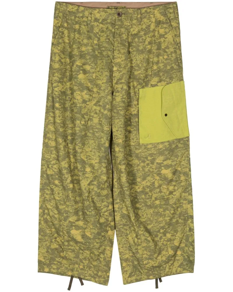 Ten c Weite Hose mit Camouflage-Print Grün