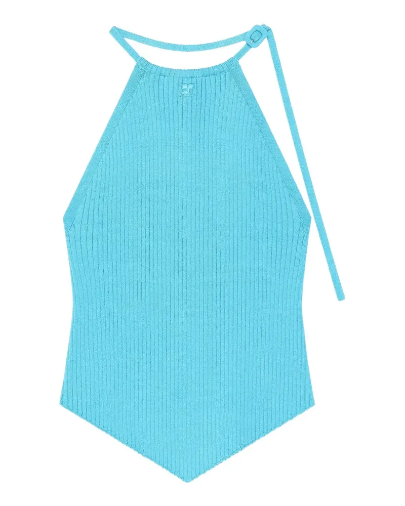 Courrèges Geripptes Neckholder-Top - Blau Blau