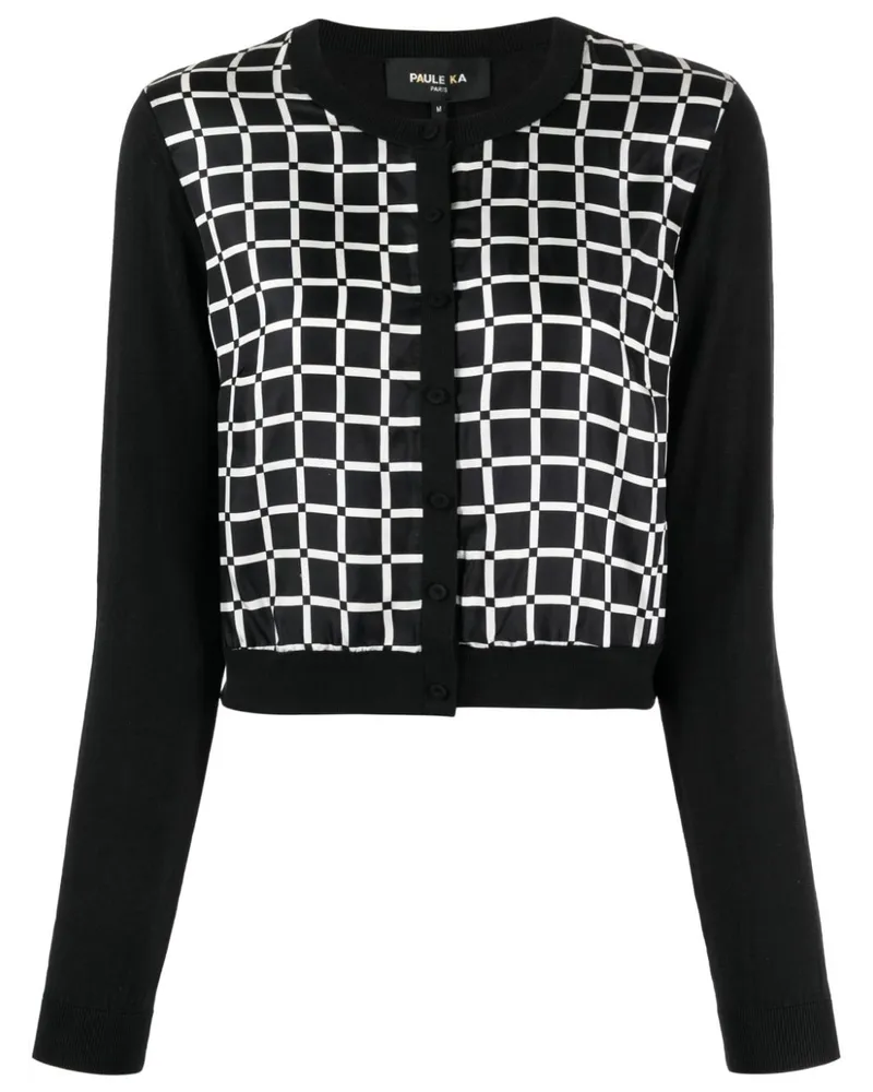 Paule Ka Cardigan mit geometrischem Print Schwarz