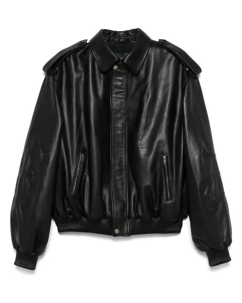 Manokhi Lederjacke mit Reißverschluss - Schwarz Schwarz
