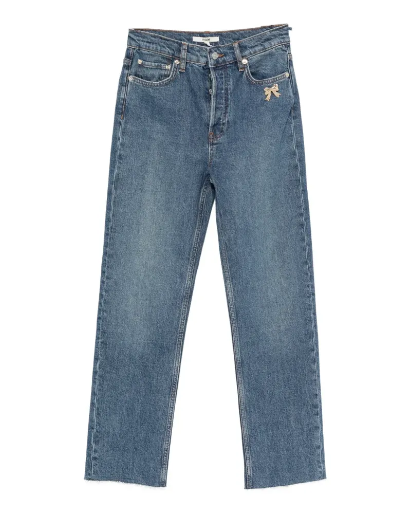 Maje bow-embellished straight-leg jeans - Blau Blau