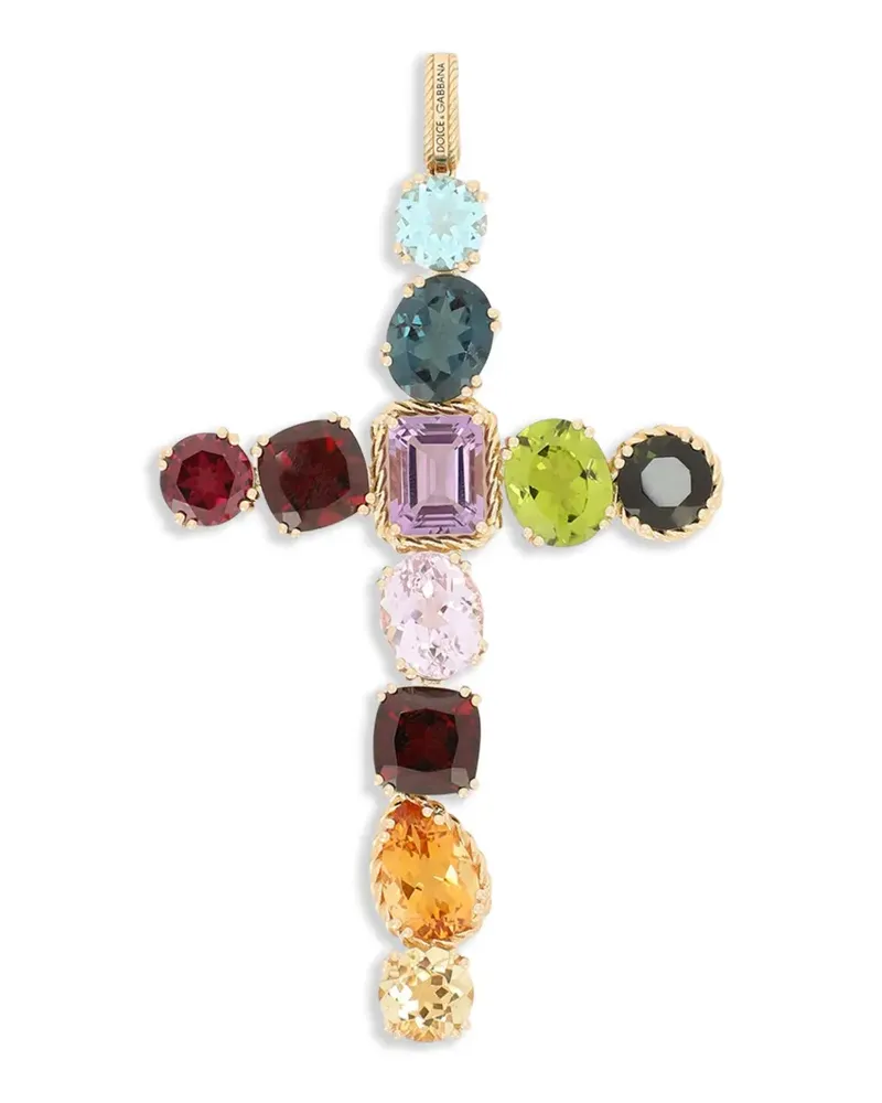 Dolce & Gabbana 18kt Charm Rainbow Gelbgoldanhänger mit Schmuckstein Gold
