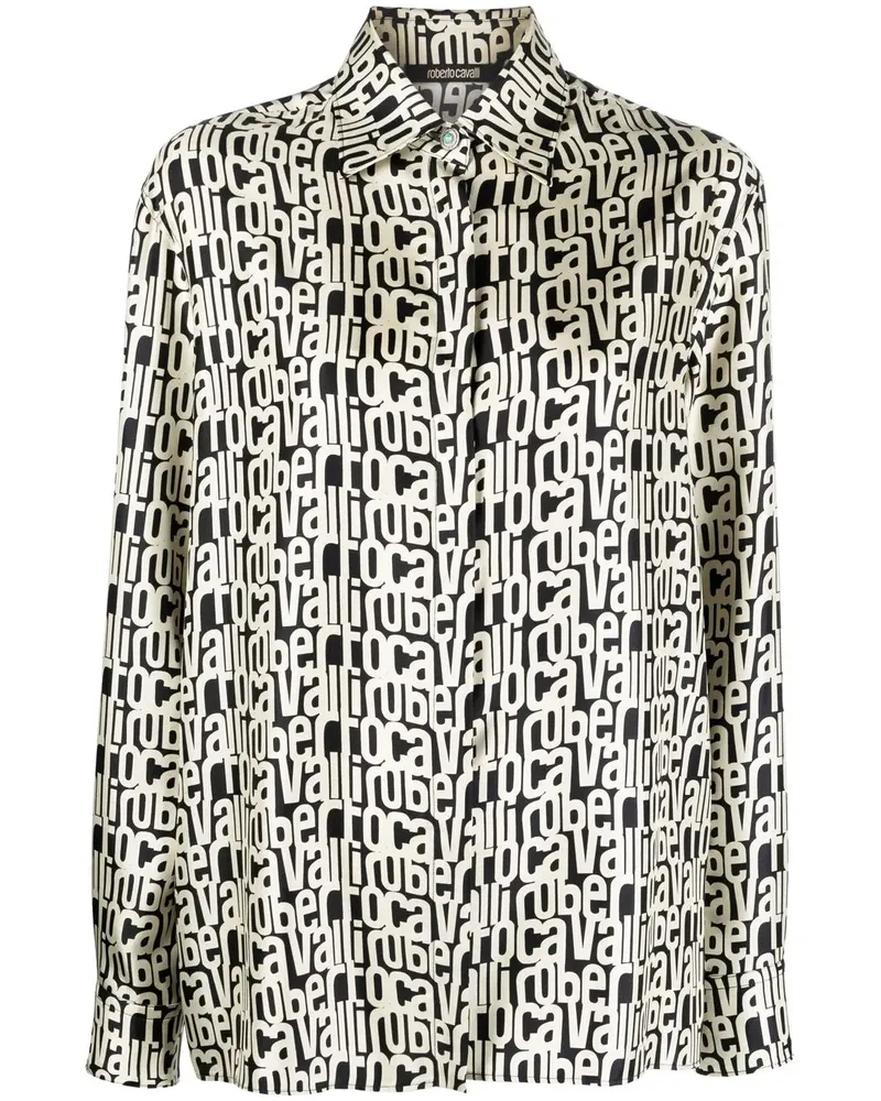 Roberto Cavalli Hemd mit Logo-Print - Schwarz Schwarz