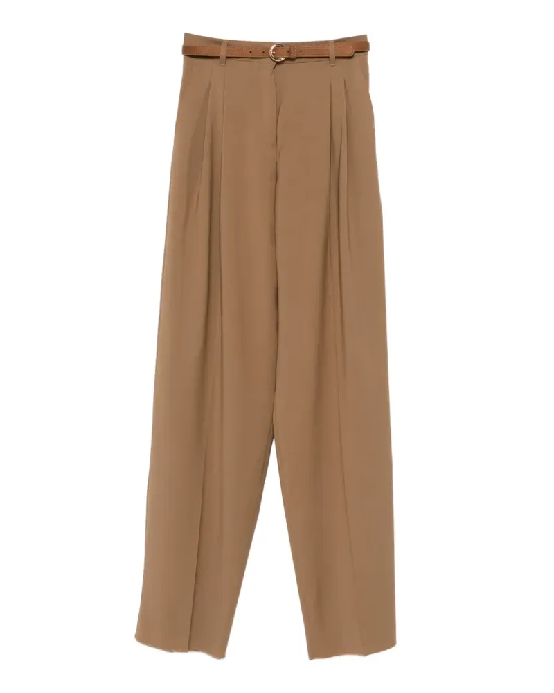 Max Mara Plissierte Hose mit Gürtel - Braun Braun