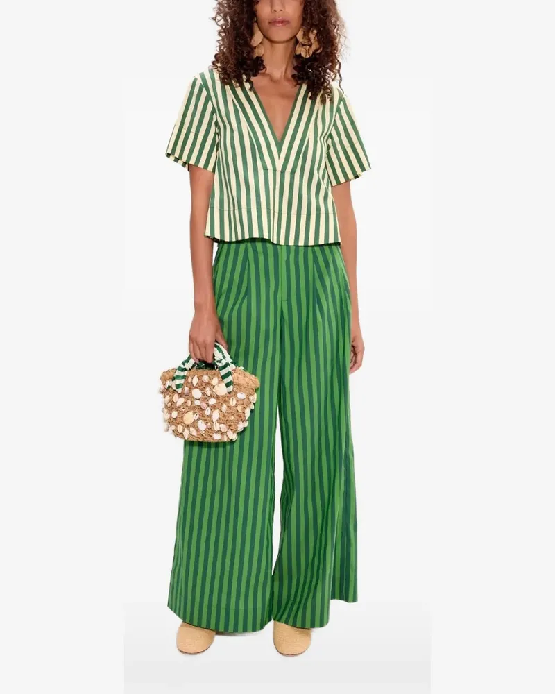 Simon Miller striped V-neck top - Grün Grün