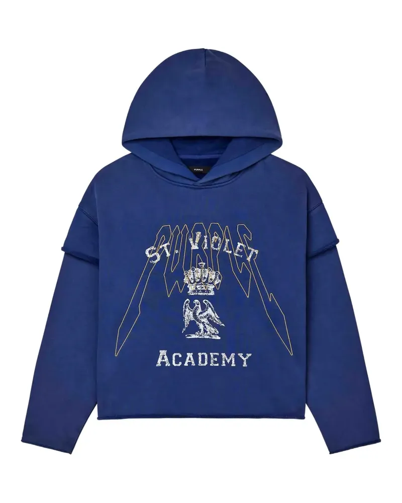 PURPLE BRAND St. Violet graphic-print layered-sleeve hoodie - Blau Blau