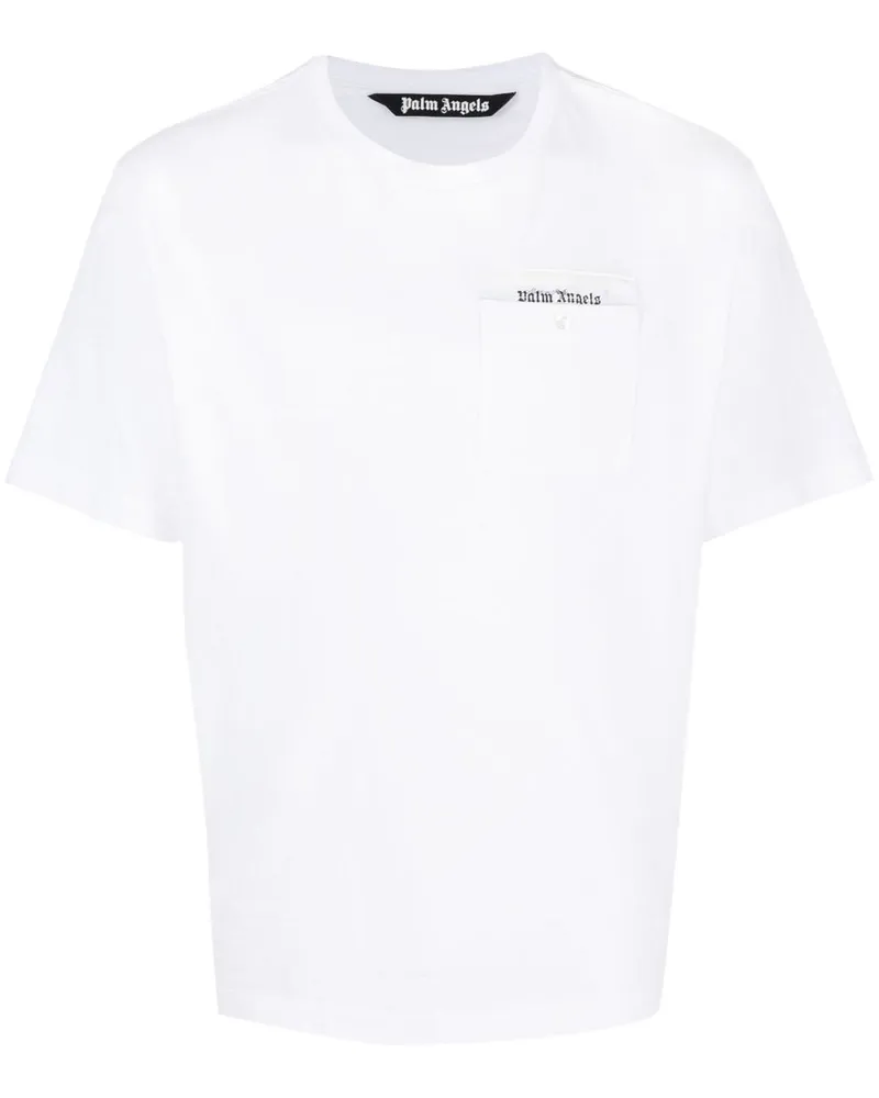 Palm Angels T-Shirt mit Logo-Streifen Weiß