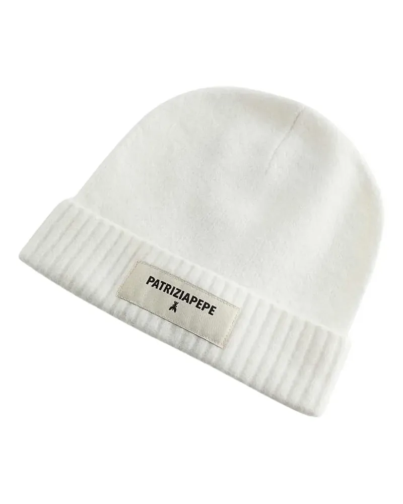 Patrizia Pepe Beanie mit Logo-Patch - Weiß Weiß