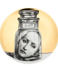 Fornasetti Salt Face' Teller mit Print Gold