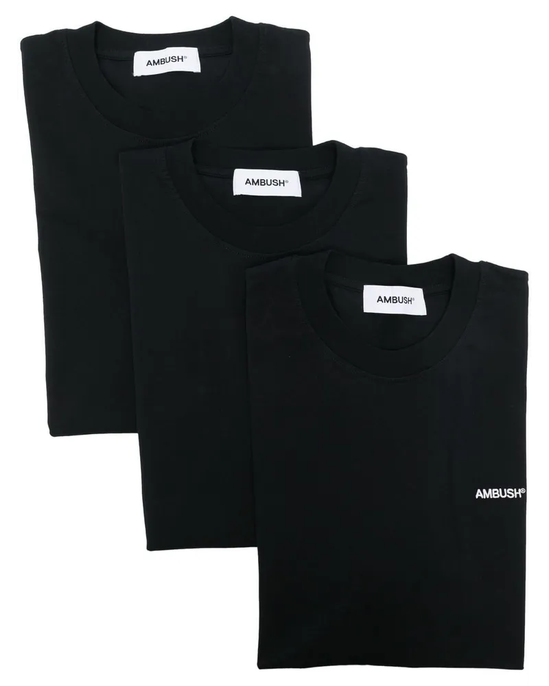 AMBUSH Set aus drei T-Shirts mit Logo-Stickerei Schwarz