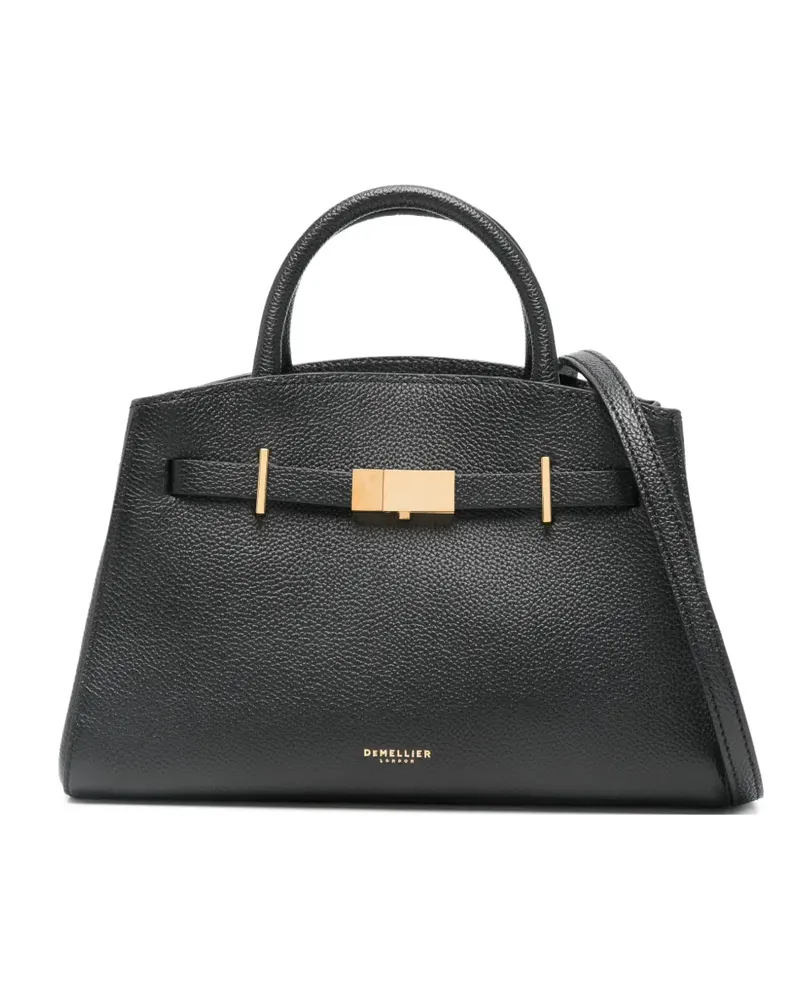 DeMELLIER small Hudson grain leather tote bag - Schwarz Schwarz